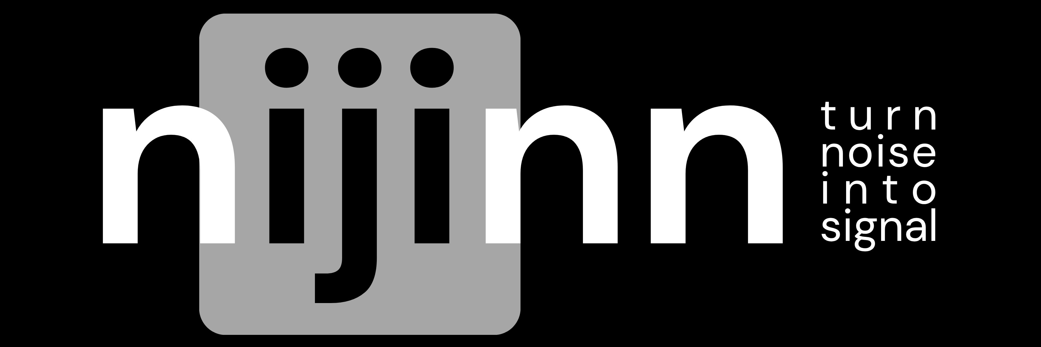 Plate 6: nijinn wordmark, dark context, monochrome, standalone