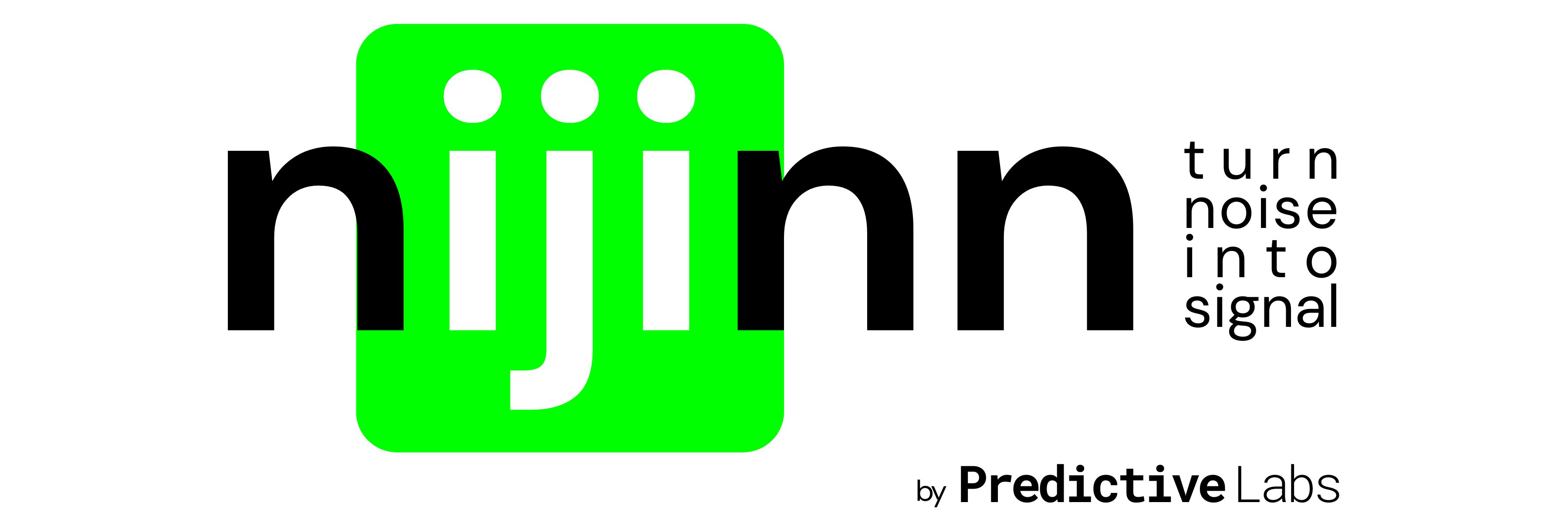 Plate 3: nijinn wordmark with by Predictive Labs endorsement, light context, colour